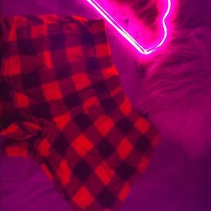 Red and Black Flannel pajama Shorts